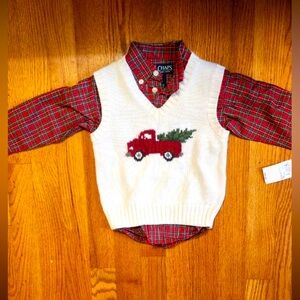 Chaps Christmas sweater with button up
